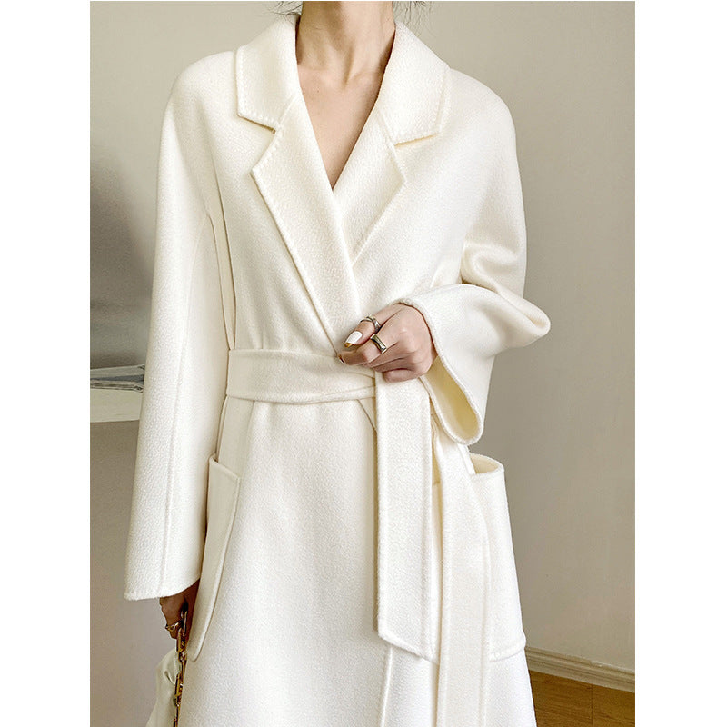 Women's Fashion Double-sided Cashmere Water Ripple Coat