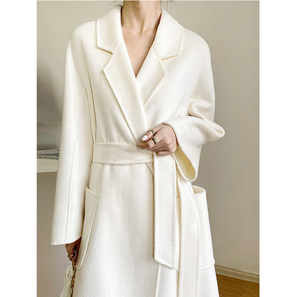 Women's Fashion Double-sided Cashmere Water Ripple Coat