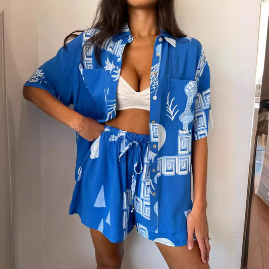 Women's Fashion Casual Printing Home Wear Suit