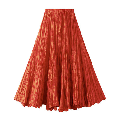 Spring Adult Lady like Woman High Grade Pleated Skirt Loose Slimming Expansion Skirt Casual All Matching A line Skirt