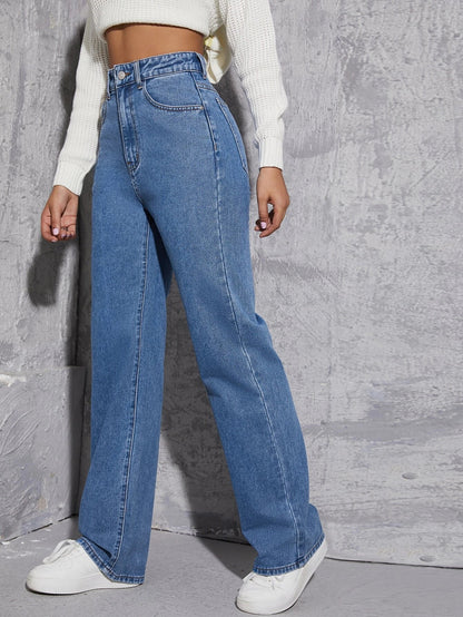 Jeans mit weitem Bein und geradem Bein Damenbekleidung