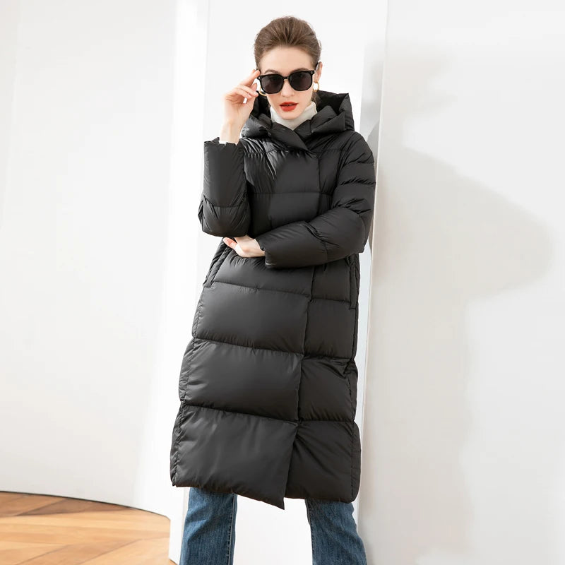 2023 Winter Daunenmantel Damen Ultraleichte Lange Pufferjacke Damen Kuschelige Warme Verdickung Parkas mit Kapuze Außenmantel Dame