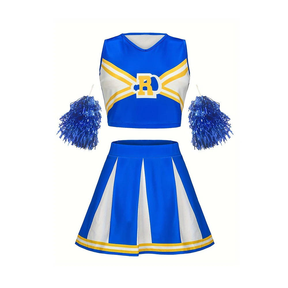 Women's Sexy Cheerleader Uniform Costume Skirt Pompoms Stage Music Performance Party Party Student Dress Christmas Halloween