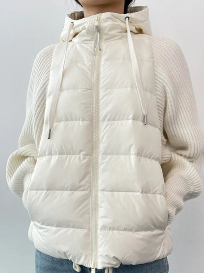 Manteau à capuche en tricot pour femme, veste à manches longues avec cordon de serrage et fermeture éclair, mode automne-hiver 2022