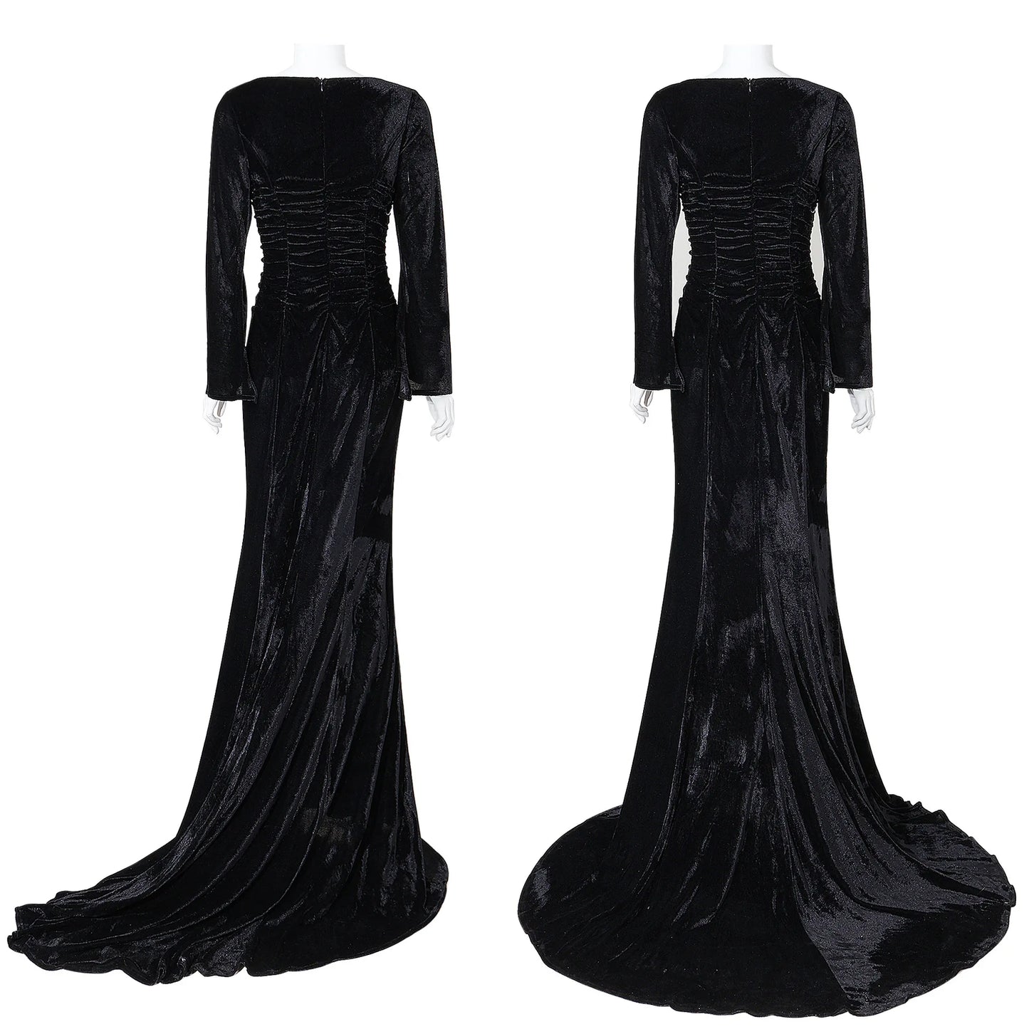 Disfraz de Cosplay de Morticia pour femmes, robe noire Sexy ajustée, robe de nuit de fête pour Halloween et Carnaval Cos