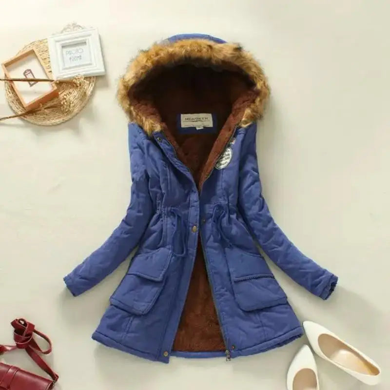 Femmes automne hiver coton veste mince chaud ouaté à capuche Parkas décontracté mi manteaux broderie femme vêtements épais pardessus