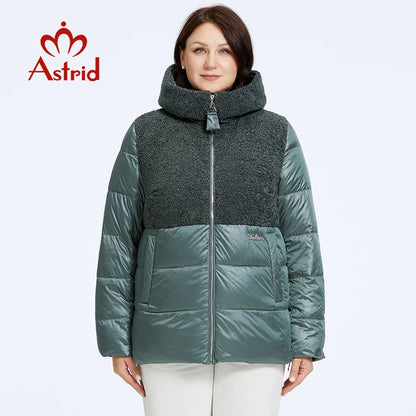 Astrid 2023 Winter Women's Jacket Plus Size Parkas Women Clothing Faux Fur Tops Fashion Stitching Padded Coats Outerwear 10003