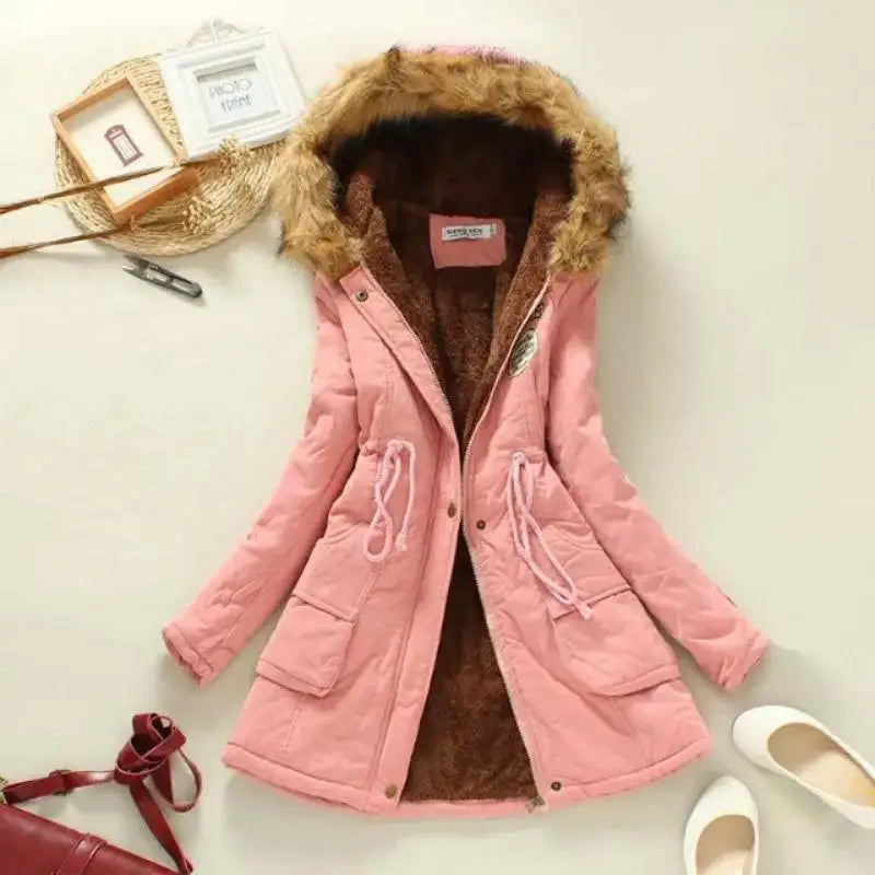 Femmes automne hiver coton veste mince chaud ouaté à capuche Parkas décontracté mi manteaux broderie femme vêtements épais pardessus