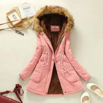 Femmes automne hiver coton veste mince chaud ouaté à capuche Parkas décontracté mi manteaux broderie femme vêtements épais pardessus