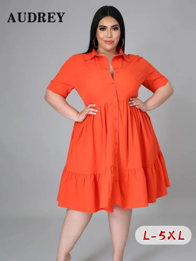 Robe chemisier décontractée à la mode, grande taille, froncée, élégante, robes de soirée pour femmes, vêtements de bureau, été 5xl, 2023