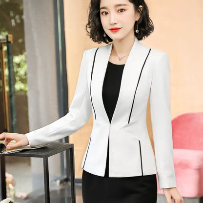 2022 Blanc Femmes Robe Formelle Costume Dames Élégantes Tenue De Bureau Blazer Costumes À Manches Longues Blazer Veste Robes De Grande Taille