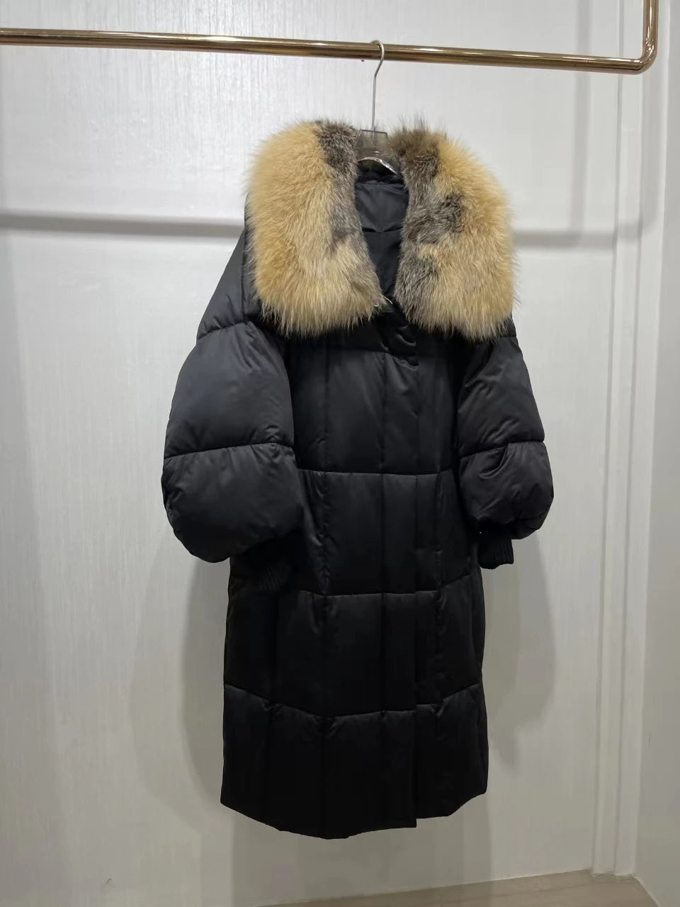 2024 Real Big Fox Pelz Kragen Winter Jacke Frauen Natürliche X-Lange Lose Dicke Warme 90% Gans Unten Mantel oberbekleidung Streetwear