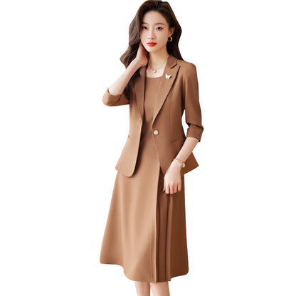 Costume élégant pour femmes professionnelles, Style minimaliste à la mode pour montrer le Style du lieu de travail, robe avec Blazer, nouveaux ensembles assortis