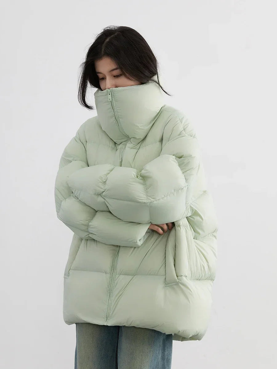 CHIC VEN Damen Daunenjacke, langärmelig, neue weiche, feste, leichte Brot-Daunenjacke für Damen, warmer Mantel, Revers, Oberbekleidung, Winter 2023