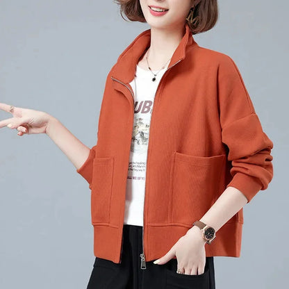 2023 New Spring Autumn Women's Sweater Loose Long Sleeve Short Coat Baseball Uniform Versatile Casual February August Jacket Top