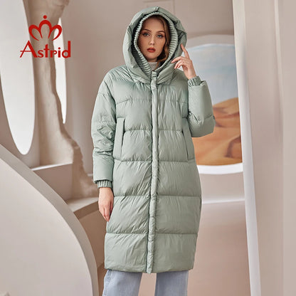 Astrid 2022 Down Jacket Women Winter Warm Long Coat Women Parkas Hooded Fashion Loose Outerwear Women's Jacket Female Clothing