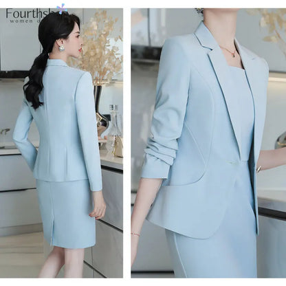 2023 elegante Rosa Kleid Anzüge Frauen Mode-Business Anzug Blazer Set Büro Dame Arbeit Formale 2 Stück Set Weibliche Kleidung Outfits