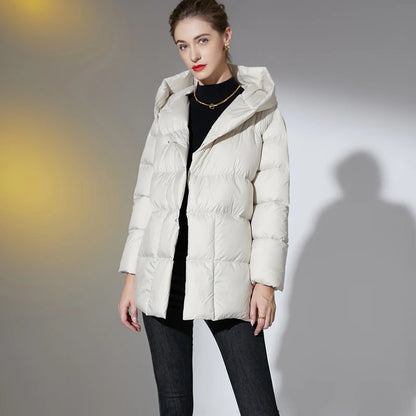 2023 Winter Damen Daunenjacken Ultraleichter warmer Freizeitmantel Damen Pufferjacke mit Gürtel Übergröße Parka mit Kapuze