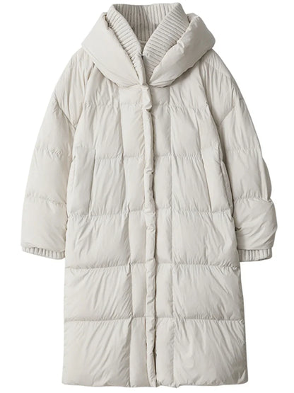 CHIC VEN – manteaux en duvet de canard blanc pour femmes, veste longue, ample, à capuche, blanche, épaisse et chaude, Parkas, automne hiver 90, coréen, 90