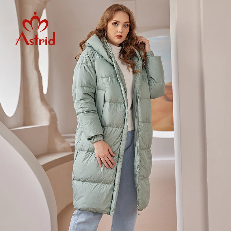 Astrid 2022 Down Jacket Women Winter Warm Long Coat Women Parkas Hooded Fashion Loose Outerwear Women's Jacket Female Clothing