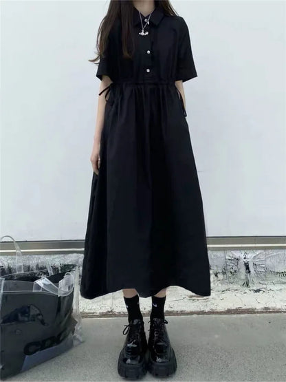 Street Japanese Lolita Kleid Damen Kleider Frühling Herbst Damen 2021 Langes Midikleid Kawaii Kleid Vintage Schwarz Chic Kleid XXL