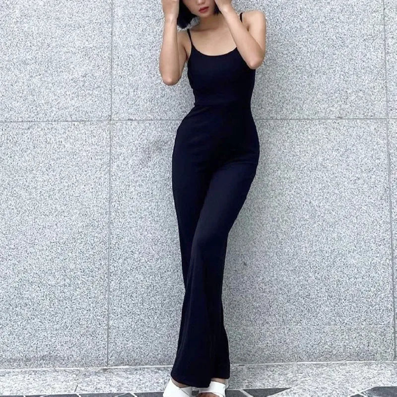 Xeemilo Sexy Backless Spaghetti Strap Jumpsuit Woman Summer Black Skinny Bodycon Bodysuit Pants Holiday Ladies Casual Jumpsuits