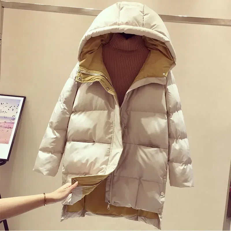 Manteau d'hiver pour femme, veste rembourrée à capuche, Parka chaude, livraison gratuite, haut mi-long, vente en gros, grande taille, loisirs amples, nouveau