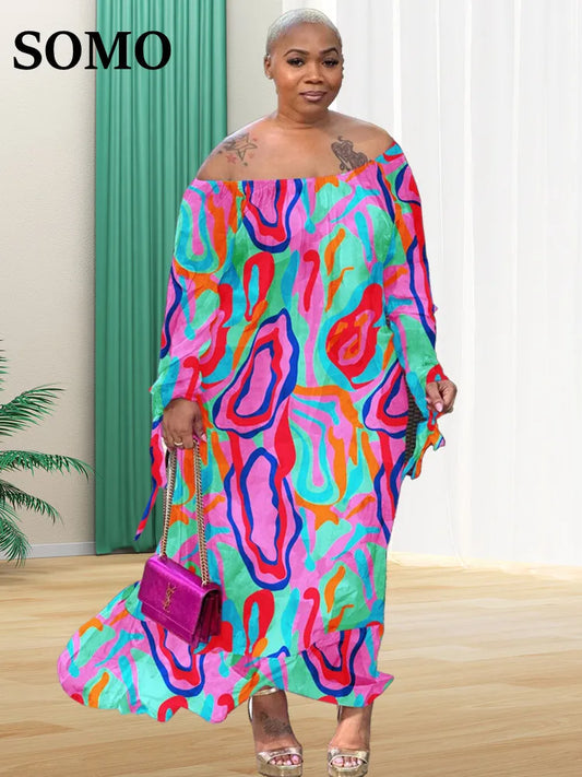 SOMO Plus Size Afrika Maxikleid Neu im Sommer Kleider Formal Loose Floral Print ElegantOutfits Großhandel Dropshipping 2023