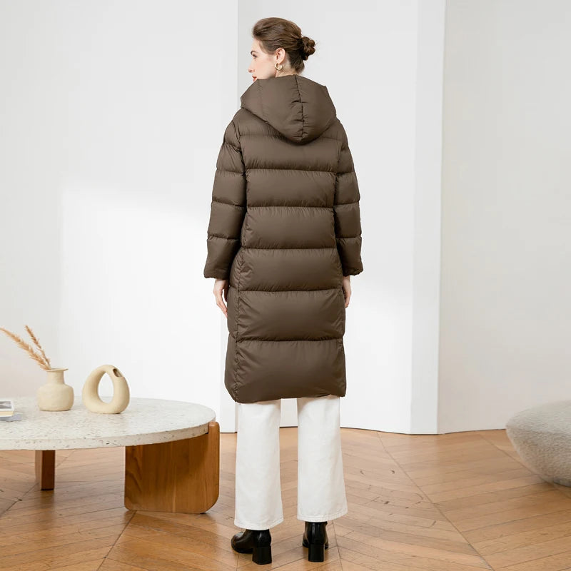 2023 Winter Daunenmantel Damen Ultraleichte Lange Pufferjacke Damen Kuschelige Warme Verdickung Parkas mit Kapuze Außenmantel Dame