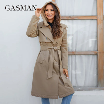 GASMAN 2023 marque de mode femmes printemps doudoune automne femmes manteau longue parka femmes vestes femme mince coton 8356