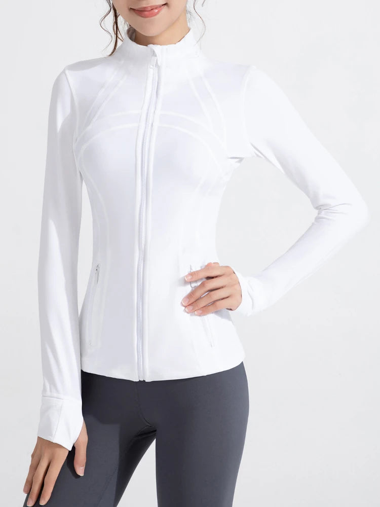 2023 neue Alle Saison Frauen Jacke Solide Stehkragen Schlanke Track Jacke Laufen Fitness Langarm Zipper Jacken Mantel frauen