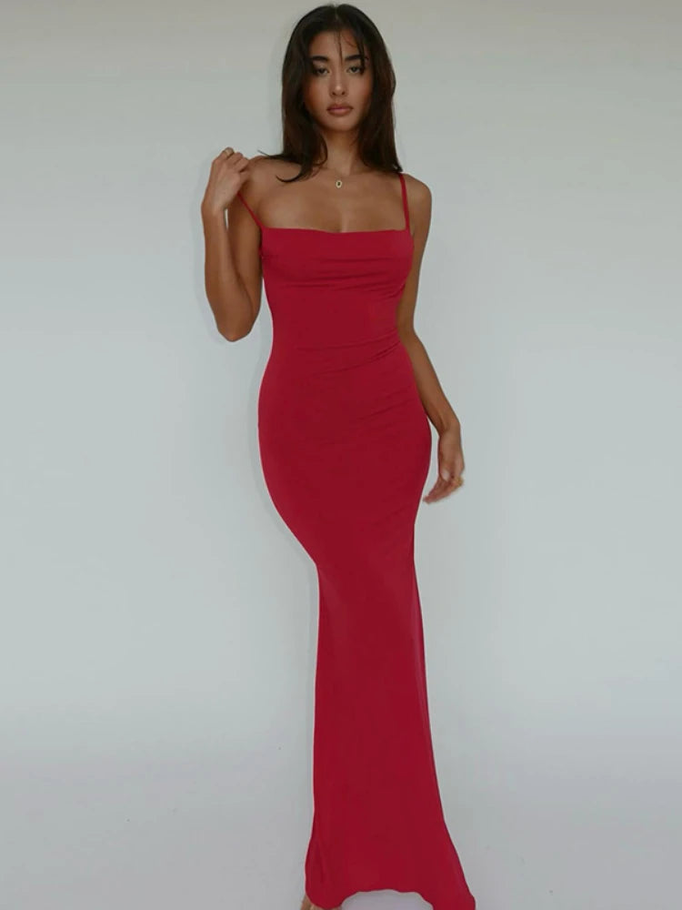 WeiYao Sexy Schlankes, rückenfreies Leibchen-Kleid, einfarbig, ärmellos, Slash-Ausschnitt, A-Linie, Maxi-Kleider für Frauen, Sommer-Damenkleidung