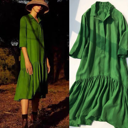 Robe ample pour femmes, Style de Niche britannique, peinture à l'huile rétro, vert, superbe et accrocheur, émeraude, cuivre, Spandex, coupe ample