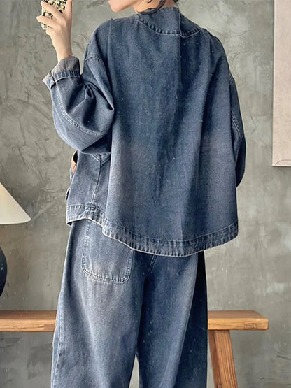 2023 herbst Koreanische Frauen Mode Kleidung Frauen V Neck Denim Jacken Lose Vintage Mäntel Damen Casual Klassische Luxus Oberbekleidung