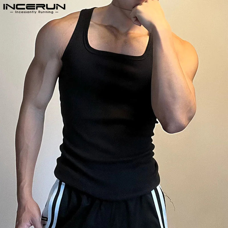 2023 männer Tank Tops Einfarbig Oansatz Ärmellose Workout Lässige Männliche Westen Fitness Sommer Streetwear Männer Kleidung S-5XL INCERUN