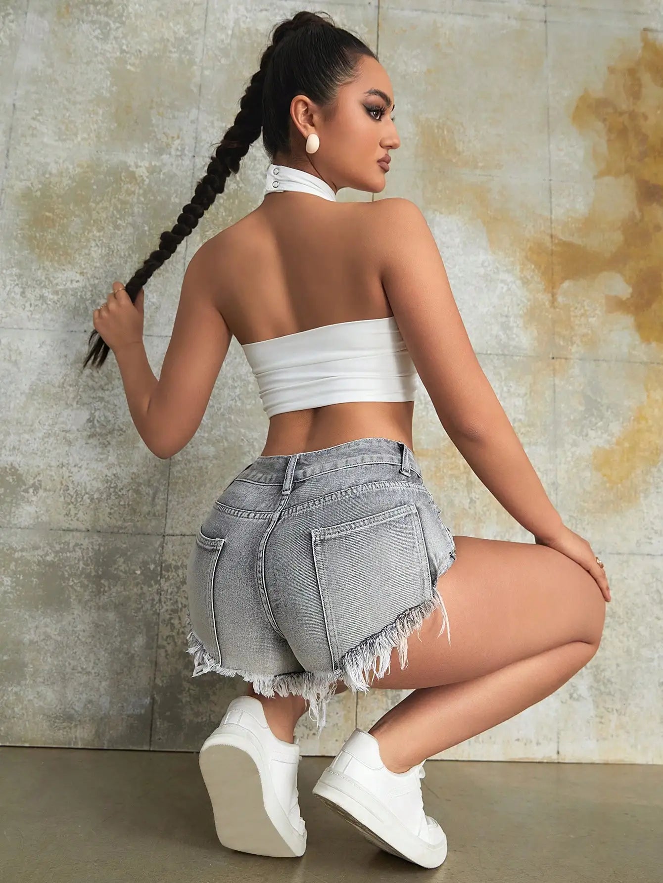 2023 mode Frauen Mini Kurze Jeans Sexy Babes Rave Schräg Taschen Ripped Raw Saum Denim Shorts Niedrigen Taille Dünne Shorts mujer