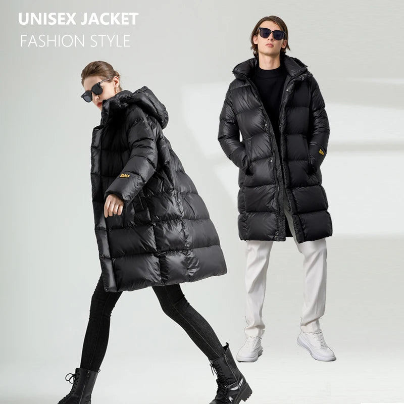 2023 neue Winter Unten Mäntel Frauen Warme Dicke Lange Puffer Jacke Weibliche Tragbare Unisex Oberbekleidung Dame Mit Kapuze Unten Parka Für Frauen