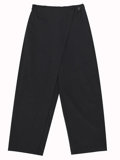 [EAM] taille haute élastique noir bref plissé pantalons longs nouveau pantalon coupe ample femmes mode marée printemps automne 2024 1S430