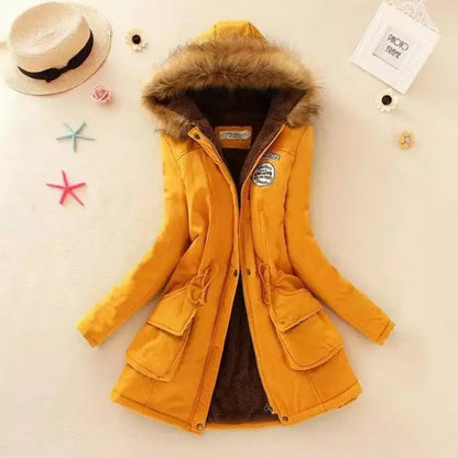 Femmes automne hiver coton veste mince chaud ouaté à capuche Parkas décontracté mi manteaux broderie femme vêtements épais pardessus