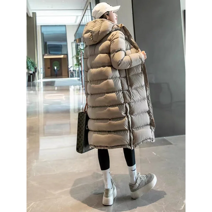 Weiße Gänsedaunenjacke für Damen, flauschige warme Mäntel, knielange Parkas, Neu, Winter, 2024, Damenjacke Abrigo Mujer