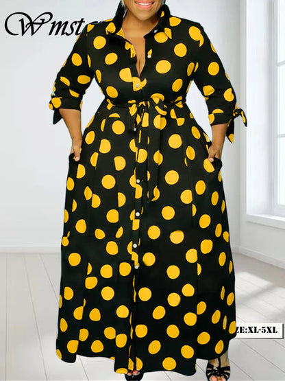 Wmstar grande taille robes pour femmes point imprimé avec poches Slash mode fête Maxi robe offre spéciale en gros livraison directe