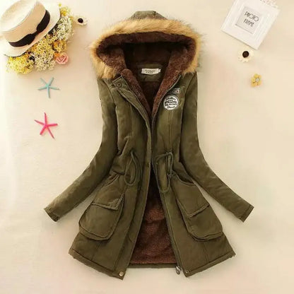 Femmes automne hiver coton veste mince chaud ouaté à capuche Parkas décontracté mi manteaux broderie femme vêtements épais pardessus