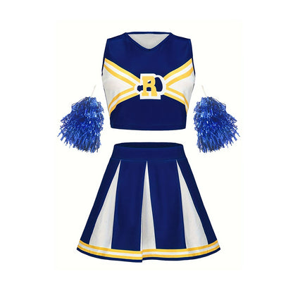 Women's Sexy Cheerleader Uniform Costume Skirt Pompoms Stage Music Performance Party Party Student Dress Christmas Halloween