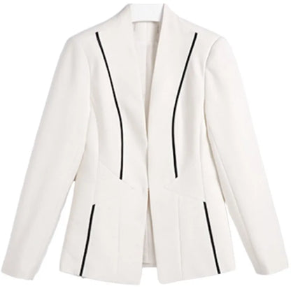 2022 Blanc Femmes Robe Formelle Costume Dames Élégantes Tenue De Bureau Blazer Costumes À Manches Longues Blazer Veste Robes De Grande Taille