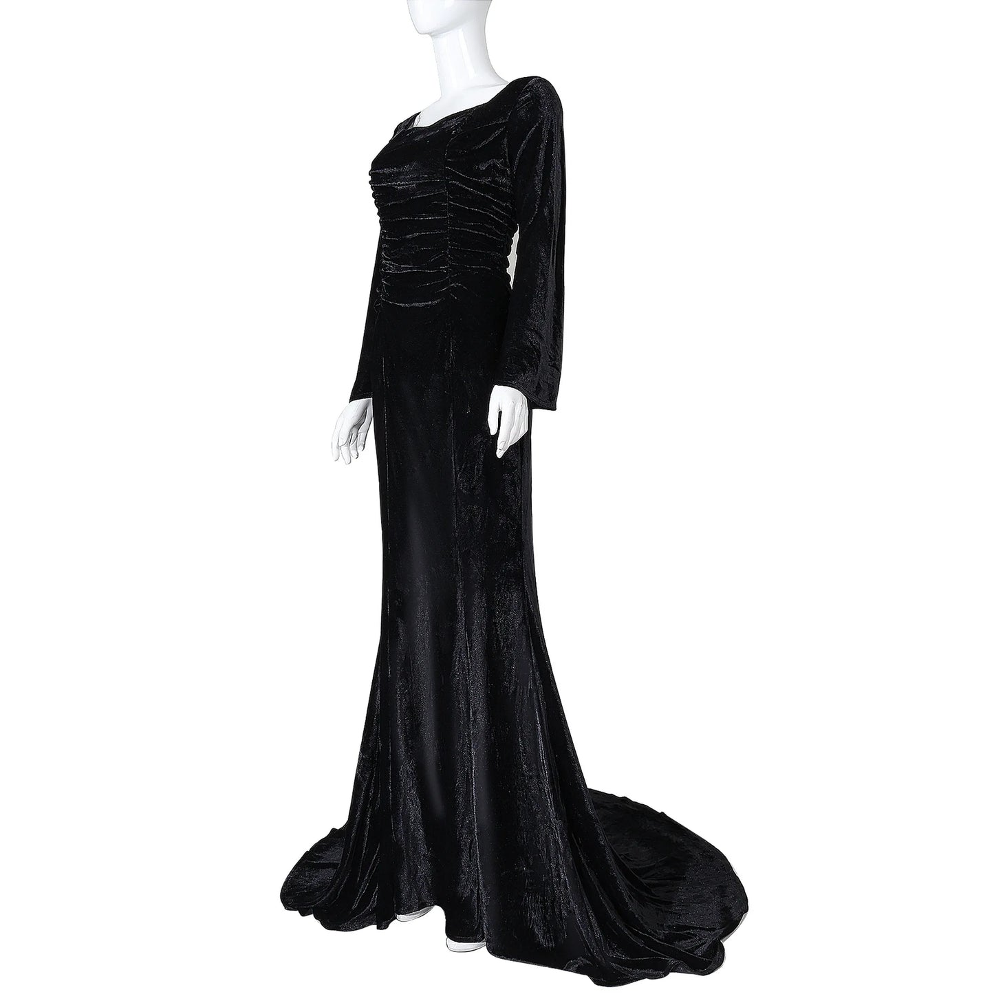 Disfraz de Cosplay de Morticia pour femmes, robe noire Sexy ajustée, robe de nuit de fête pour Halloween et Carnaval Cos