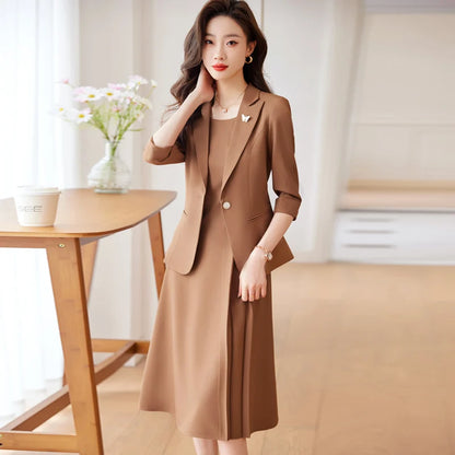 Costume élégant pour femmes professionnelles, Style minimaliste à la mode pour montrer le Style du lieu de travail, robe avec Blazer, nouveaux ensembles assortis