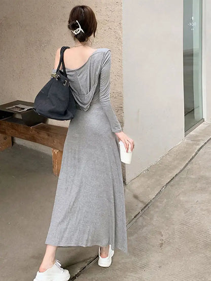 Two Pieces Sets Women Elegant Streetwear Hooded Jackets Side-slit Dresses Spring New Hotsweet Sexy Korean Style Casual Fashion