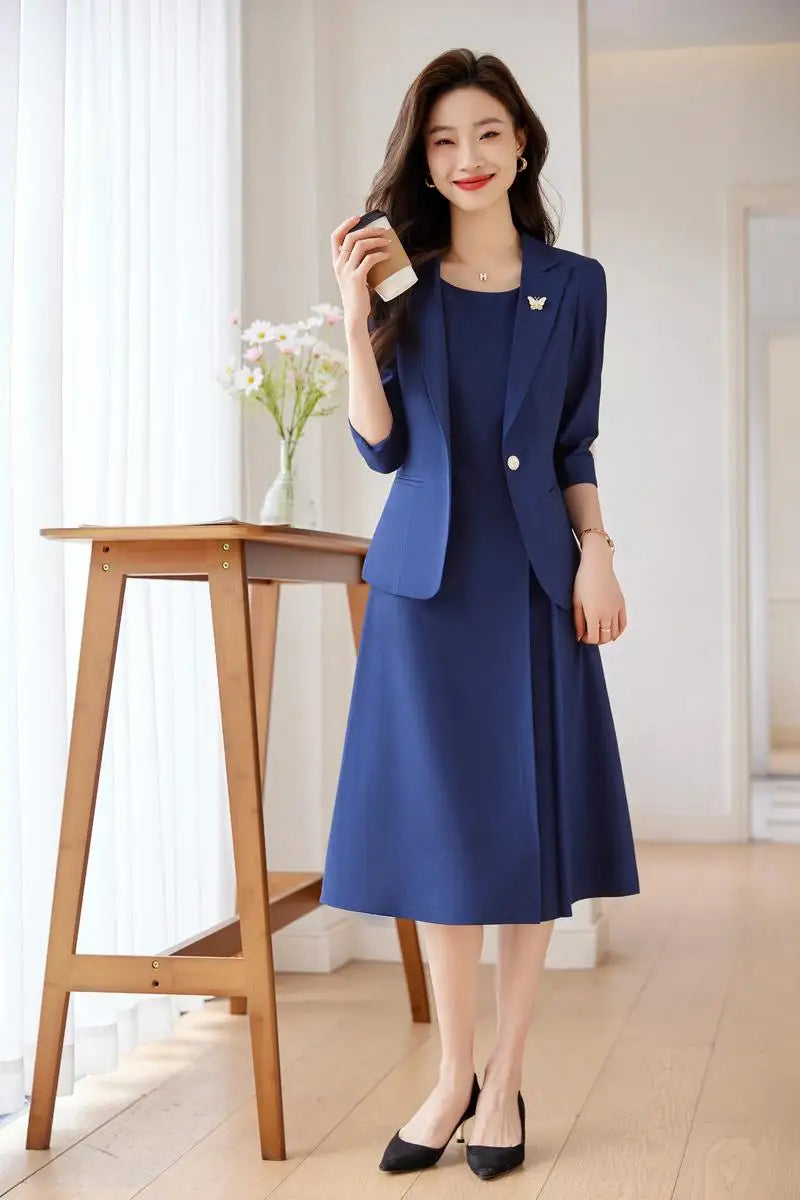 Costume élégant pour femmes professionnelles, Style minimaliste à la mode pour montrer le Style du lieu de travail, robe avec Blazer, nouveaux ensembles assortis