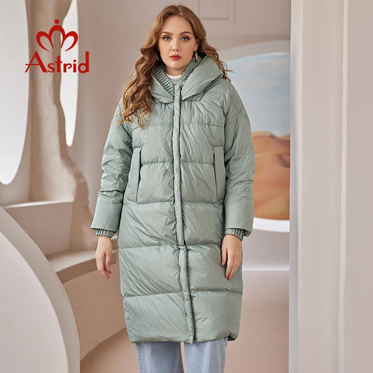 Astrid 2022 Down Jacket Women Winter Warm Long Coat Women Parkas Hooded Fashion Loose Outerwear Women's Jacket Female Clothing