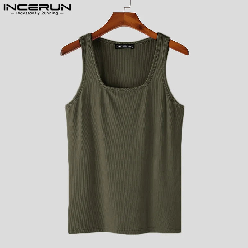 2023 männer Tank Tops Einfarbig Oansatz Ärmellose Workout Lässige Männliche Westen Fitness Sommer Streetwear Männer Kleidung S-5XL INCERUN